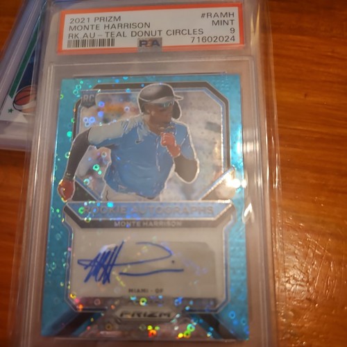 2021 Panini Prizm Blue Donut Circle /60 Monte Harrison Miami #RA-MH Auto RC Rare!