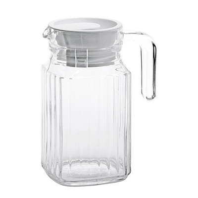 Luminarc 75201 Quadro Kühlschrank-Krug, Glas, Kunststoff-Deckel, 0,5l, klar/weiß