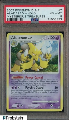 2007 Pokemon D & P Mysterious Treasures #2 Alakazam Holo PSA 8 NM-MT