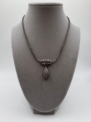 Bali Style Sterling Silber Weizen Kette Halskette - Bio Kiesel Anhänger - 24 gr