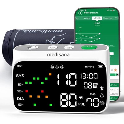 Medisana Cordless Arm Blood Pressure Monitor, Bluetooth Smart Blood Pressure ...