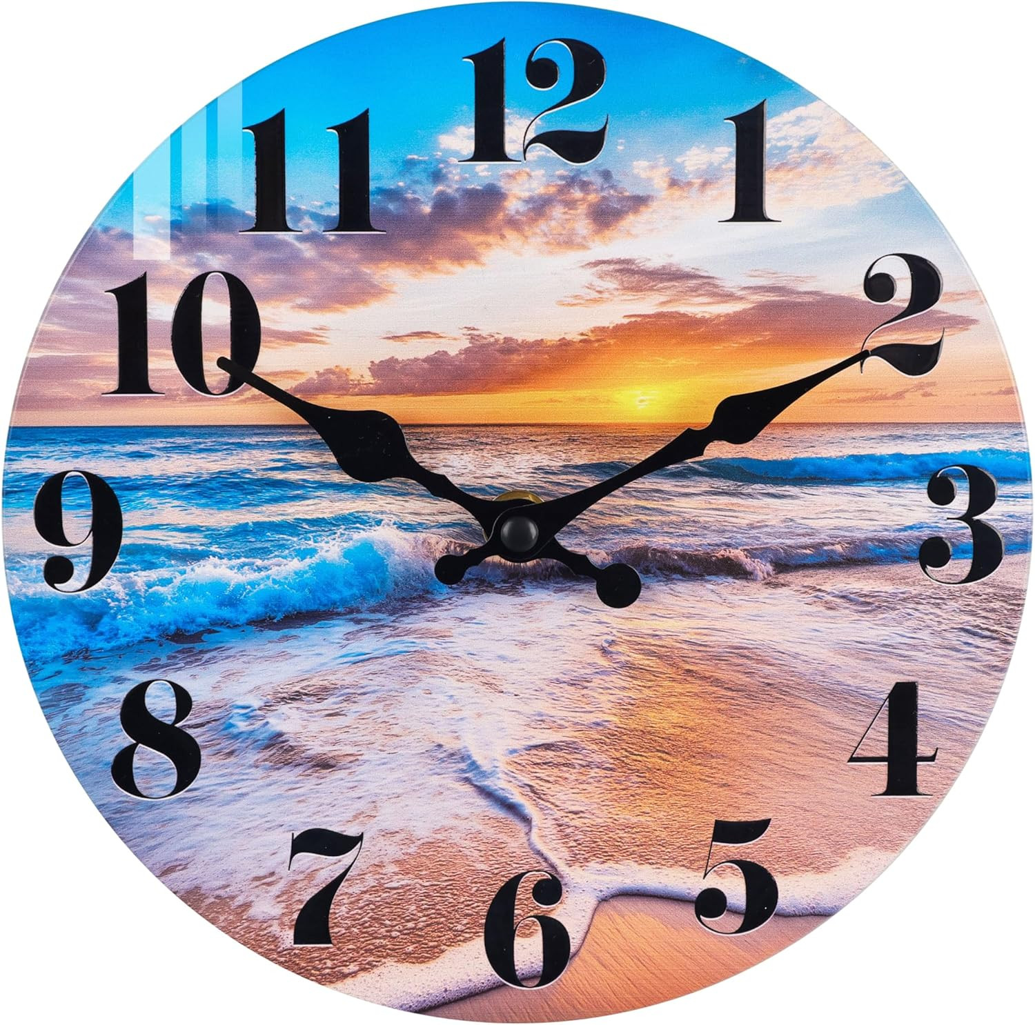 Wall Clock Battery Operated Beach Coastal Theme Indoor Outdoor Waterproof Decor