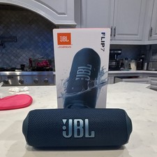 JBL Flip 7 Waterproof Portable Bluetooth Speaker Blue Cylinder Fabric