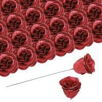 50 StüCk Glitzerrosen KüNstliche Blumen,GefäLschte Rosen Mit 50 Stielen,Rot