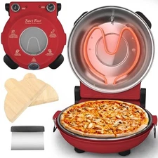 Baker’s Friend Electric Pizza Oven Indoor Countertop, 12 Inch Pizza Oven (Red)