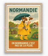 🖼️ Affiche Vintage Normandie 🐄🌧️ —