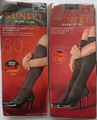 2 pairs of Kunert Small Size Knee High 60 Denier Warm Up Socks in Black