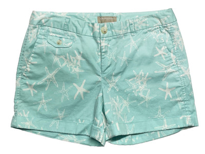 Banana Republic Tropical Shorts Aqua White Size 6 Star Fish Women s Stretch