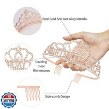 CIEHER Birthday Girl Sash and Birthday Crown Rose Gold Birthday Tiara for Wom...