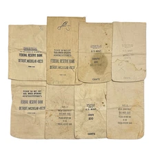 VINTAGE US MINT CANVAS BANK BAGS EMPTY - LOT OF 8