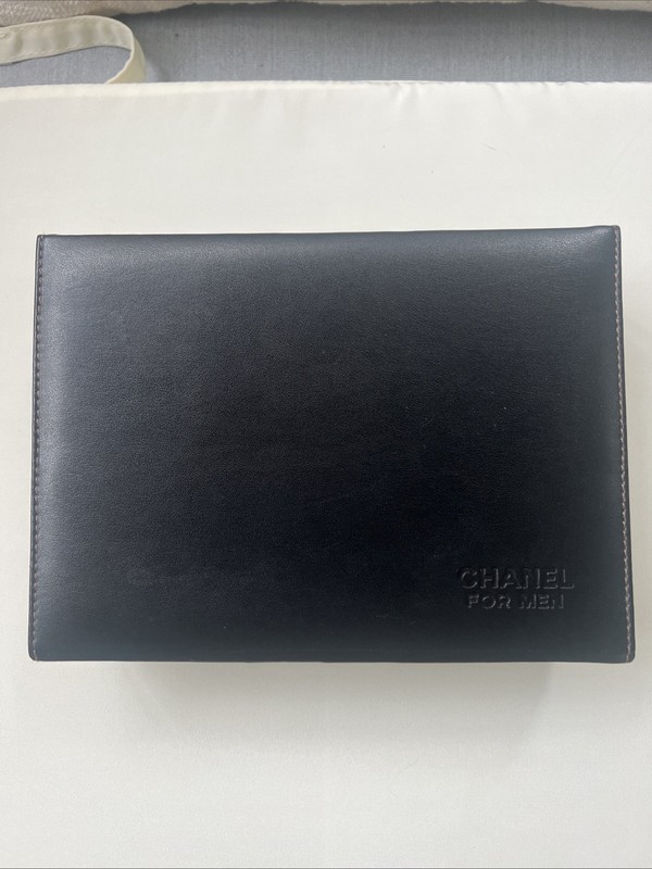 Chanel for Men Vegan Black Leather Jewelry Box With Velvet Interior