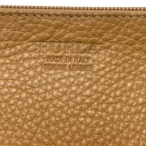 Auth FURLA - Beige Light Brown Mouton Leather Tote Bag - Picture 8 of 9