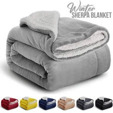 Large Sherpa Fleece Blanket 400 Gsm Super Soft Reversible Warm Sofa Bed Throws