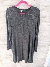 J Crew Black Charcoal Long Sleeve Pullover Dress ALine J Crew Medium