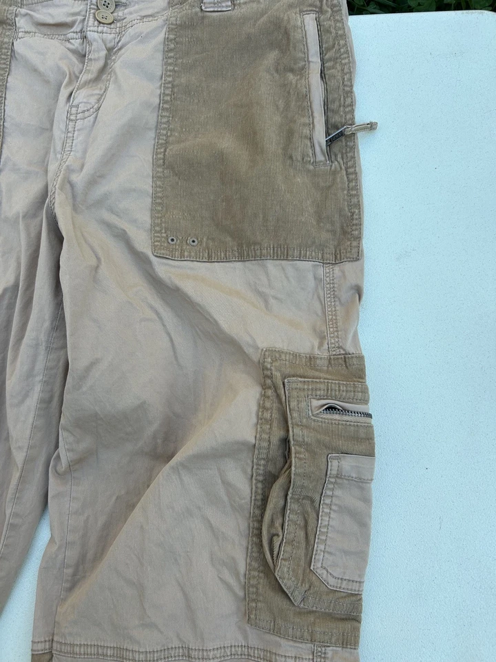 Vintage ABERCROMBIE FITCH Cargo Pants Womens 16 Tan Retro Y2K Drawstring - Image 3 of 4