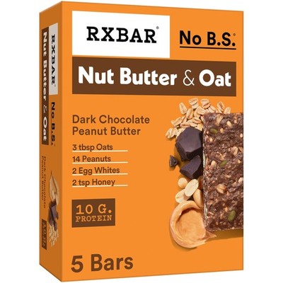 RXBAR Nut Butter and Oat Protein Bars Gluten-Free, Dark Chocolate Peanut Butter
