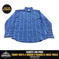 Mizzen Main Shirt Mens XL Blue Plaid Trim Fit Leeward Collection Office Play USA