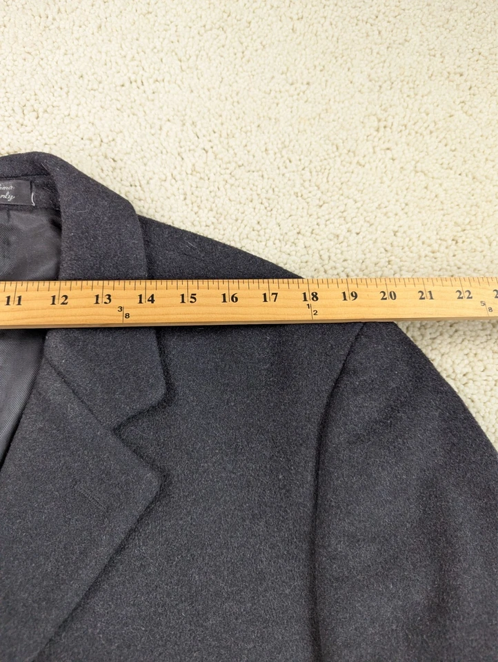 Wool Coat Mens 40R Black Jacket Overcoat Long Formal Vintage Flannel Pockets - Image 2 of 4