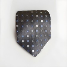 Brooks Brothers Makers Gray Geometric Silk Woven In England USA Men Neck Tie