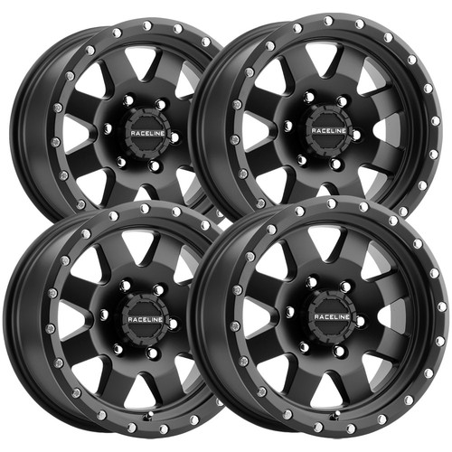 (Set-4) Raceline 935B Defender 17x9 6x5.5" +0mm Satin Black Wheels Rims 17" Inch