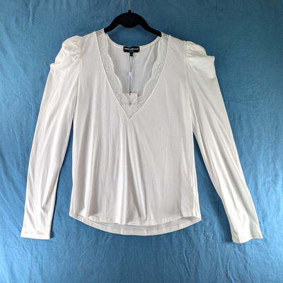 Generation Love Ophelia Lace Top Womens Size Small White Jersey Knit New NWT USA