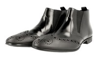 Prada Leder Chelsea Boots Stiefelette Schuhe Gummi Spitze Schwarz - 6 40