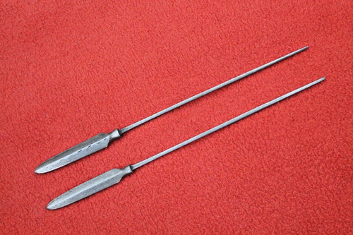 Damascus Steel Set Of 2 Medieval JAPANESE Arrowheads Arrow Point Arrow Tips - Picture 6 of 7