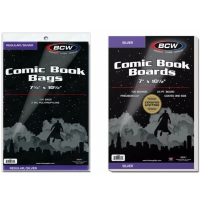 200 - BCW Silver Age Polypropylene Comic Book Bags & Backing Boards Combo Set