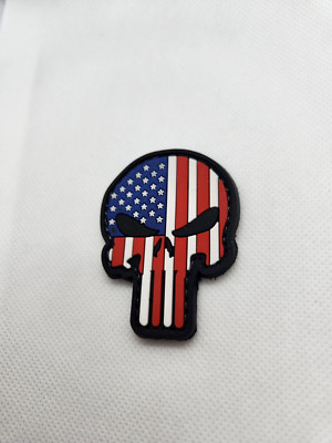 Skull USA Flag America 3D PVC Patch Hook & Loop Uniform Waterproof