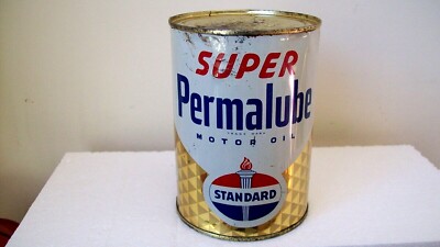 Vtg Standard Oil Super Permalube Oil Can Quart Gas Service Station | eBay