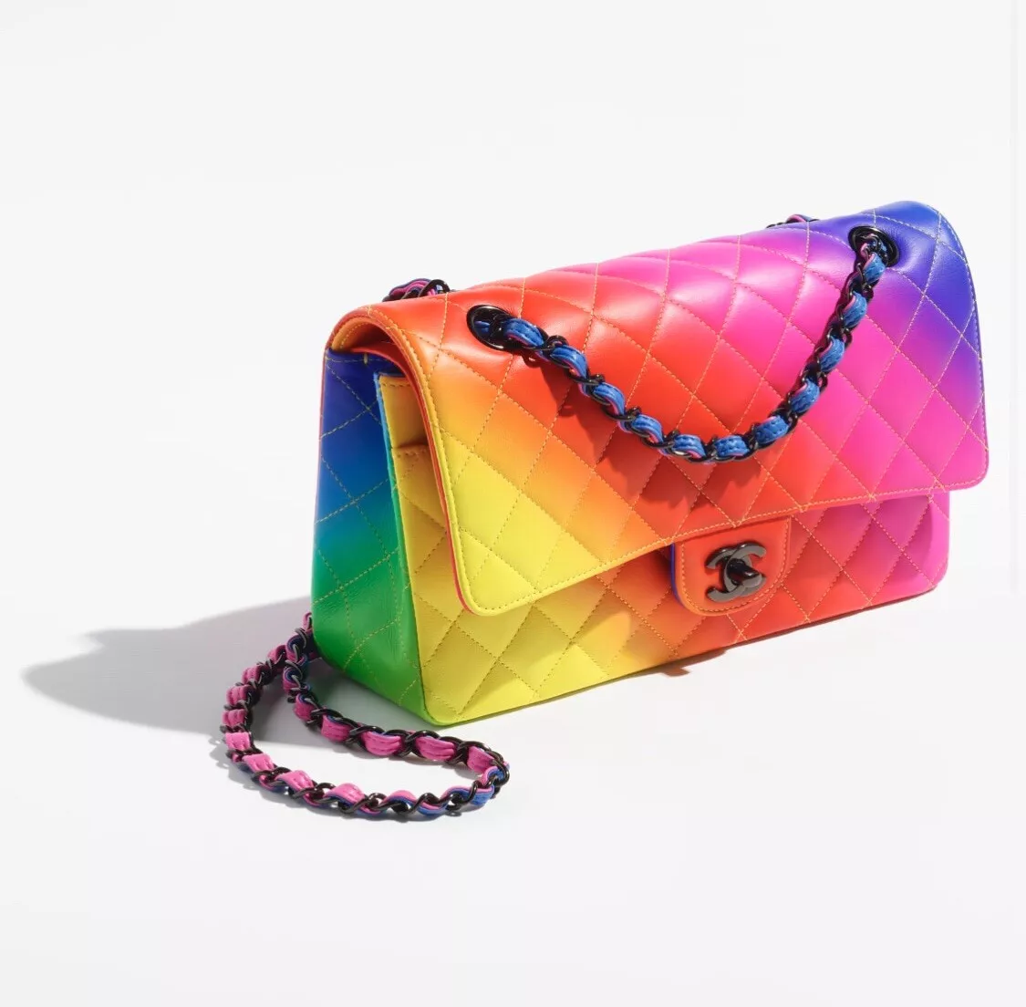 New 23C Chanel Limited Edition Rainbow 🌈Medium Classic Flap Bag Handbag  SALE!!