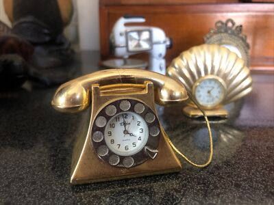 10 Mini Clocks Timex Elgin Milan Park Elephant Globe Phone Mailbox