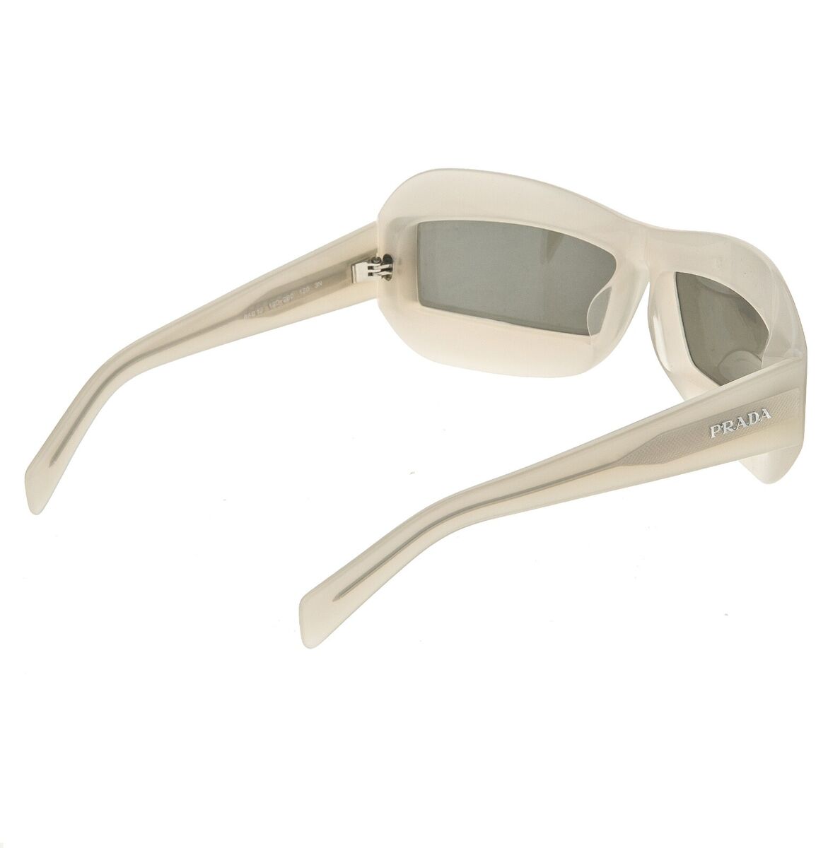 PRADA Futuristic Opal Silver Mirror Wrap Mask Logo PR30YS PRADA Futuristic Opal Silver Mirror Wrap Mask Logo PR30YS