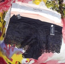 5 NEW NAUTICA NT3161 5PKE PLUS SIZE SHEER LACE BOYSHORT PANTIES 1X