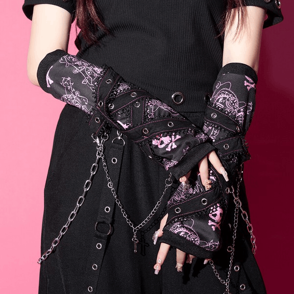 Goth Emo Punk Bunny Rabbit Harajuku Arm Warmers Blk/Pnk
