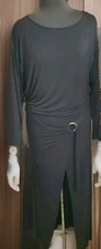 Free People Womens Size Medium Alyssa Black Long Sleeve Dress Wrap Skirt Stretch