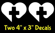 Heart Cross 2 Pack Vinyl Decal Car Truck Window Tumbler Laptop Tablet Notebook
