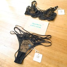 ❣️ ENYA SET Bra 10D Small Brief  32D Honey Birdette Black  Sexy Lingerie ❣️