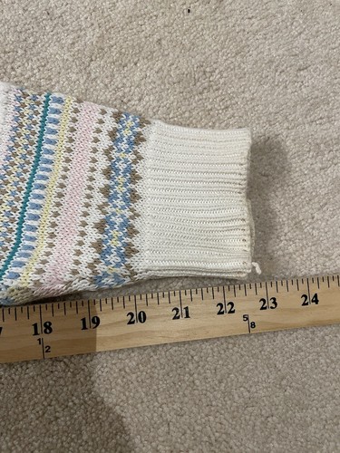 Vintage IZOD Sweater Womens XL White Knit Striped Colorful Grannycore - Picture 5 of 10