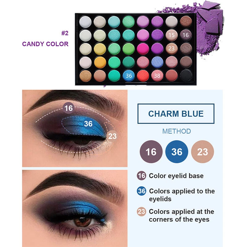 Eyeshadow Palette Makeup 40 Color Cream Eye Shadow Matte Shimmer Cosmetic Set - Image 4 of 4