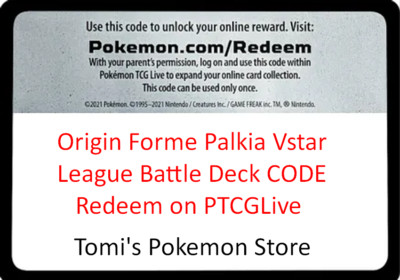 Origin Forme Palkia Vstar League Battle Deck CODE for Pokemon TCG Live