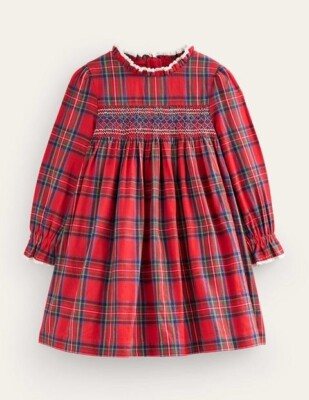 boden heritage party dress Mini Boden Smocked Heritage Plaid Dress Party Festive NWT New 8-9