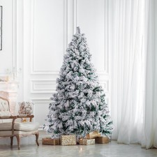 Artificial Christmas Tree White Snow Flocking Popup Fluffy Outdoor Indoor 5/6Ft