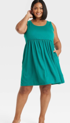 Teal Green Babydoll Empire Waist Dress Ava Viv 4X NEW