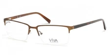VIVA VV4025 049 Brown Metal Semi Rimless Eyeglasses Frame 60-19-155 Big & Tall