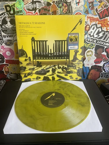 METALLICA 72 Seasons 2LP VG++ YELLOW & BLACK SWIRL VINYL W/HYPE STICKER LITHO
