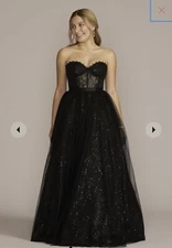 JULES and CLEO strapless sparkle illusion corset ball gown