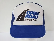 Vintage Open Road Drivers Plan Blue & White Snapback Trucker Hat