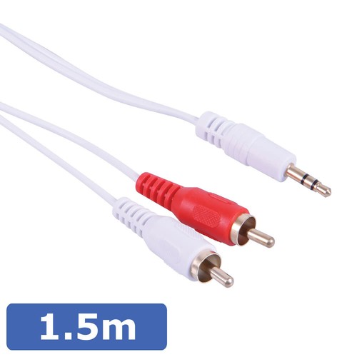 Stereo 3.5mm Jack to 2x Phono RCA Cable White 0.5m 1m 1.5m 2m 3m 5m 7.5m 10m - Picture 4 of 9