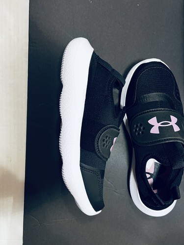 Under Armour UA GGS Runplay Black/Wht/Purple Slip On Girl's Sneakers-Sz 4 NIB - Picture 6 of 9